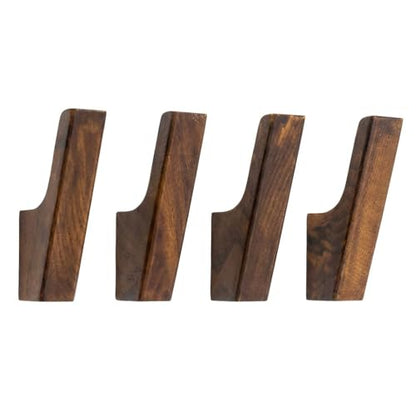 4pcs Wood Wall Hooks Rustic Wood Coat Hooks, Minimalist Hat Backpack Jacket Towel Hangers Decorative Mounted Pegs Durable Wall Hooks for Entryway Bathroom and Kitchen