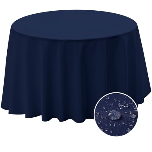 BYDOLL Table Cloth 48 Inch Round Tablecloth Fits Max38 Inch Diameter Table Top,Navy Blue Polyester Washable Wrinkle-Free Spillproof Tablecloth for Party Patio Cover - color: Navy Blue, size: 48" x 48" (Round-Fits Tables 24''-36'')