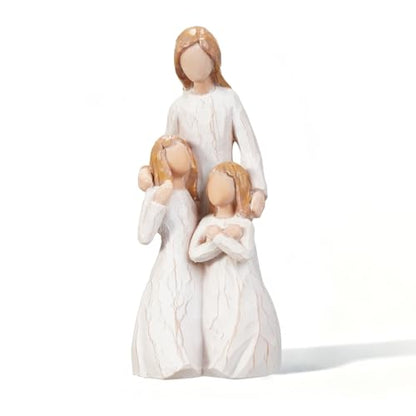 Mom Embrace Two Girls Figurine, Mother and Daughters Love Resin Statue, Family Sculpture Decor, Sentimental Tabletop Figurine - color: Mom Embracing Girls