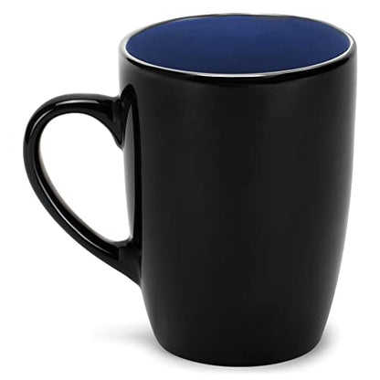 Elanze Designs Color Pop Blue Black Exterior 16 ounce Glossy Ceramic Mugs Matching Set of 4 - color: Blue