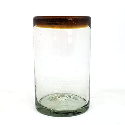Amber Rim 120 oz Pitcher and 6 Drinking Glasses set, Recycled Glass, Lead-free, Toxin-Free (Pitcher & Glasses) - style: Pitcher & 6 Glasses