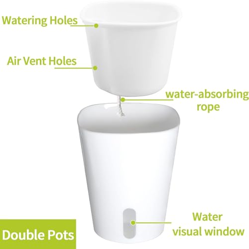 3" Self Watering Pots,20 Sets Self Watering Planter Pots for Indoor Plants with Water Level Indicator and Multiple Vents,Self Watering Planters,Self Watering Plant Pot for House Plants,Flowers,Herbs - size: 3 Inch - 20 Sets
