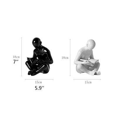 Bookends Creative 1 Pair Figure Reading Bookends Nordic Ceramics Book Support Ends for Shelves Home Office Desktop Decor Bookend Reading Bookshelf Decor