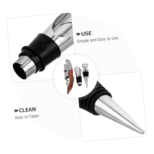 1set Creative Wine Opener Kit Stainless Steel Accessories Set Corkscrew Pourer and Stopper for Wine and Special Occasions