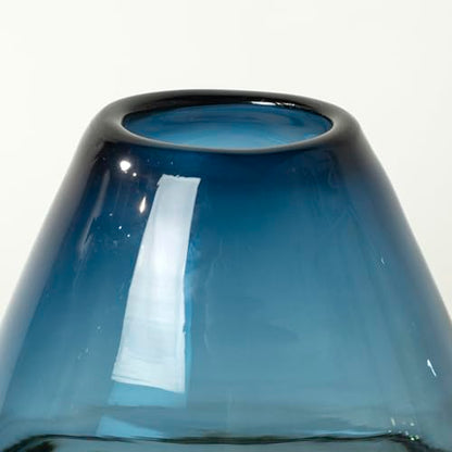 Glass Handmade Decorative Vase Ombre Centerpiece Vase with Yellow Base, Flower Vase for Home Decoration (Tall vase) - size: tall vase