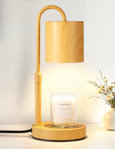 Dimmable Candle Warmer Lamp with Timer, Height Adjustable Electric Candle Wax Warmer, Birthday Gifts for Women Mom, House Warming Gifts New Home Decor, Solid Wood Base, Wood Grain - color: Wood Grain