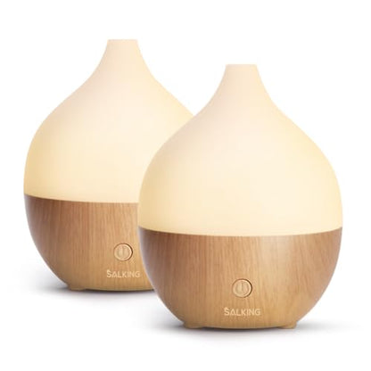 SALKING Essential Oil Diffuser 2 Pack, 100ml Aromatherapy Diffuser for Home | Cool Mist Humidifier with Auto Shut-Off, Ultrasonic Diffusers for Essential Oils, Warm White Lights, Quiet, Bedroom, Office - color: Set of 2
