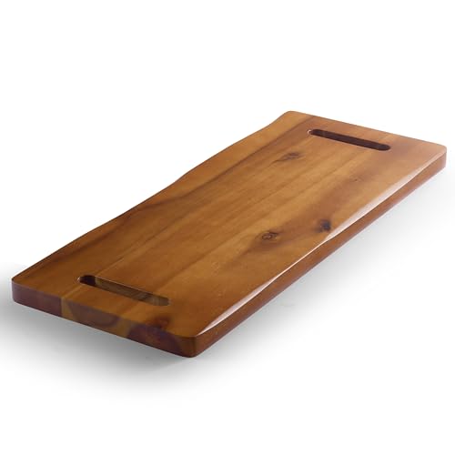 TIDITA 30" Large Acacia Wood Charcuterie Board, Built-in Handles, Raw Edge | Dual-sided Design, Extra Long Wooden Serving Cheese Boards, Rectangular Serving Platter for Meat Steak, Cracker Appetizers - color: Acacia, size: 30" x 9.8" x 1"