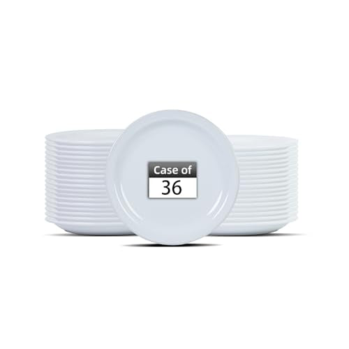 Stoneware Narrow Rim Commercial Grade Dinnerware, Bright White, Plate 7.25", Case of 36 - color: Bright White, size: Plate 7.25"
