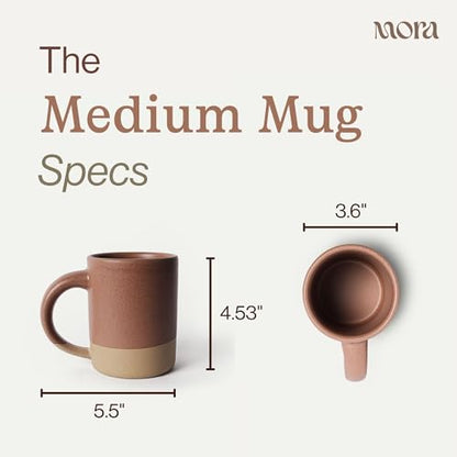 MORA Medium Mugs Set of 4, 16oz Ceramic Pottery Latte Mugs/Coffee Cups - Microwave and Dishwasher Safe - Harvest - color: Harvest