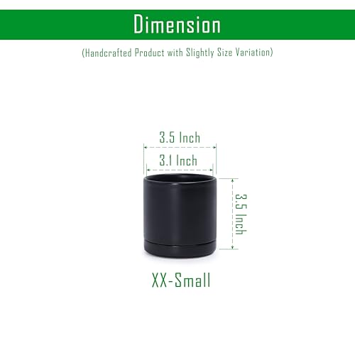 D'vine Dev 4-Pack Ceramic Pots with Saucers, Black, 3.5 in, 94-X-A-2 | Glazed Ceramic, Drainage Hole and Saucer, Sleek Cylinder Shape, High Temperature Fired, Ideal for Small Houseplants - color: Black, size: 3.5 Inch