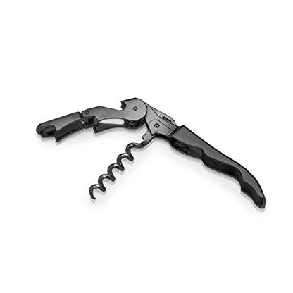 Viski Gunmetal Signature Double Hinged Waiters Corkscrew Wine Opener, Stainless Steel with Built-in Bottle Opener & Foil Cutter for Home Bar, Kitchen, Travel, Gifts for Wine Lovers, Set of 1, Black - style: Gunmetal Black