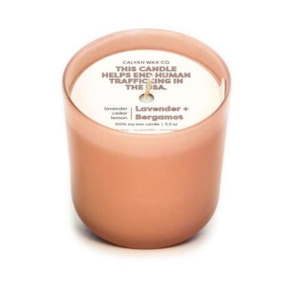 Dignity Series Lavender & Bergamot Scented Candle | Made in the USA Luxury Clean Soy Wax Candles - Long Lasting Ivory Glass Jar Candle for Home - 1 Wick - 5.3oz - color: Lavender + Bergamot