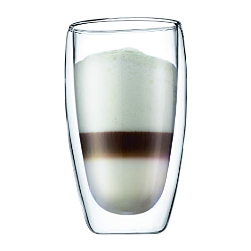 Bodum 15oz Pavina Double Wall High-Heat Borosilicate Glass, Set of 2, Clear - size: 15 oz, style: Set of 2