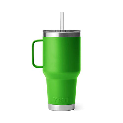 YETI Rambler 35 oz Tumbler with Handle and Straw Lid, Travel Mug Water Tumbler, Vacuum Insulated Cup with Handle, Stainless Steel, Canopy Green - color: Canopy Green, style: 35oz