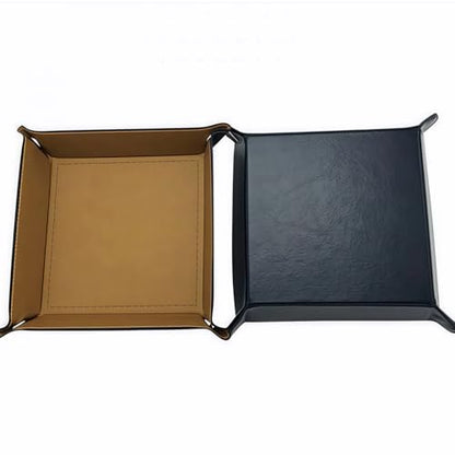 Valet Tray Desktop Storage Organizer, Vegan Leather Catchall Tray Bedside Vanity Tray Nightstand Caddy Holder for Remote Controller, Watch, Keys, Phone, Wallet, Sunglasses, Jewelry, Khaki - color: Khaki