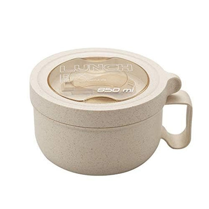 Rarapop 28.7oz Microwave Soup Bowl Containers with Lids, Wheat Straw Ramen Noodles Cup Mug for Instant Noodles,Oatmeal, Gumbo, Salad,Crunch,Cereal & More - Easy-Grip Design, Beige - color: Beige