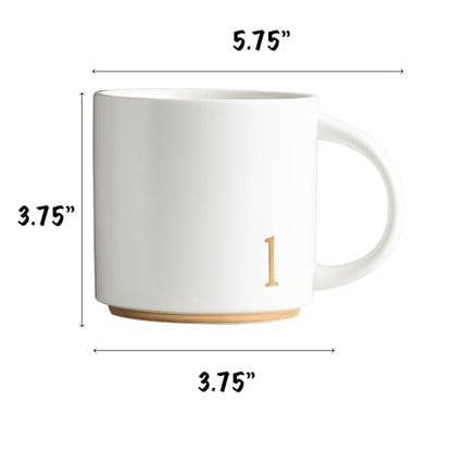 COLLECTIVE HOME Ceramic Coffee Mug, 15 oz Monogram Cup with Gift Box(L) | Dishwasher Safe, Engraved Gold Letter , Personalized Housewarming Birthday Present, Christmas Thanksgiving Mothers Day Gifts - color: gold-l