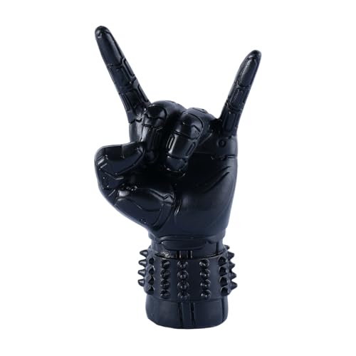 Rock and Roll Decor Hand Sculpture Resin Statues Goth Room Decor Aesthetic Music Studio Decors for Bedroom Tabletop Desk Statue Shelf Art Sculptures Home Decors Mens Gift, Black - color: Rock-a