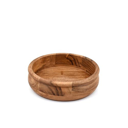 Fruit Bowl Acacia Wood Round Shaped Serving Bowl for Table Décor for Kitchen Counter (8" x 8" x 2.5")