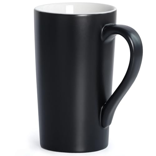 harebe 20 OZ Coffee Mug, Simple Large Tall Ceramic Cup, Smooth Ceramic Tea Cup for Office and Home, The Best Gift for Your Father, Husband And Friends, Big Capacity with Handle, Black - color: Black