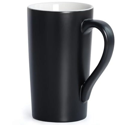 harebe 20 OZ Coffee Mug, Simple Large Tall Ceramic Cup, Smooth Ceramic Tea Cup for Office and Home, The Best Gift for Your Father, Husband And Friends, Big Capacity with Handle, Black - color: Black
