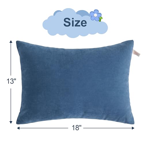 BEDSUM Toddler Pillows 13x18 Microfiber: Travel Inserts, 2 Pack, Denim Blue | Soft brushed microfiber, 13x18 size, 2 pillow inserts, machine washable, lightweight for daycare, travel, and home use - color: Denim Blue, size: 13x18 inches