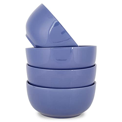 Elanze Designs Bistro Glossy Ceramic 6.5 inch Dinnerware Bowls Set of 4 - Perfect for Everyday uses from Soup, Pasta, Salad, Cereal, Ice cream, Ramen and Pho, Violet Purple - color: Violet Purple, style: 6.5 inch Soup