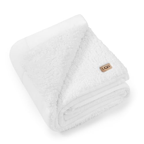 UGG Nita Throw Blanket for Couch, Fleece Blanket, 50" x 70", White | Plush UGG Fluff to Smooth Box Stitched Fleece, Machine Washable, Soft & Cozy for Couch or Bed, College Dorm Room Essential - color: White, size: Throw