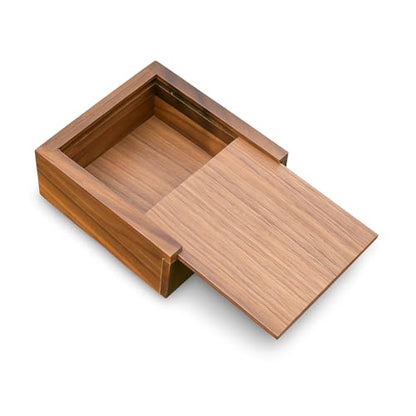 3.7" x 3.7" x 1.6" Inch Walnut Jewelry Box for Rings, Earrings, Keepsakes | Wedding Gift, Elegant Present | Handcrafted Wood Box - color: Walnut Box-XHH-9.5*9.5CM