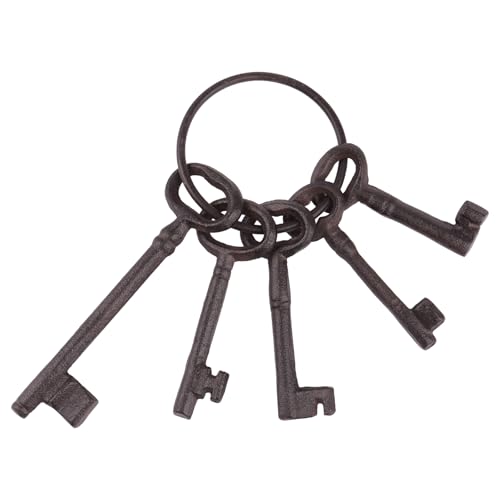 Notakia Large Vintage Cast Iron Skeleton Key Ring Antique Keys Set For Farmhouse Decor, Halloween Party Costume Prop - style: Style-2