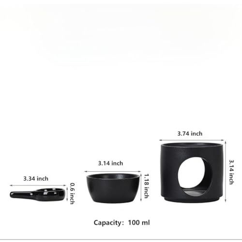 Hand Made Large Capacity Essential Oil Burner Wax Melt Burners, Aromatherapy Aroma Burner Ceramic Oil Diffuser Candle Tealight Holder Home Bedroom Decor-Black - color: Black