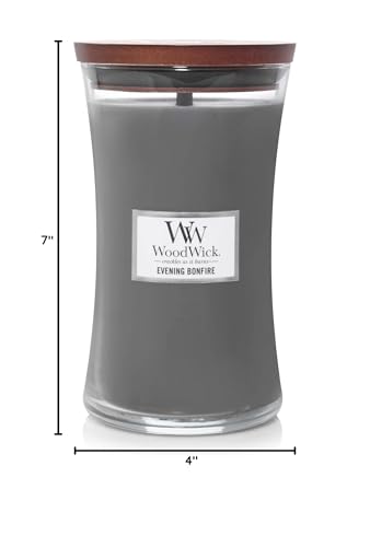 WoodWick Evening Bonfire Holiday Candle Gifts for Women and Men, 21.5 oz Large Hourglass Candle with Crackling Wick - color: Evening Bonfire, size: 21.5oz