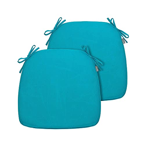 Magpie Fabrics Outdoor U-Shape Chair Cushions with Ties (Teal) | 17"x16"x2" Set of 2, Waterproof All Weather Seat Pads Decoration for Patio Garden Furniture Home Office - color: Teal, size: Set of 2