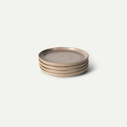 MORA Medium Plates Set of 4, 8.5 inch Ceramic Pottery Salad Plates - Microwave, Oven and Dishwasher Safe - Dusk - color: Dusk
