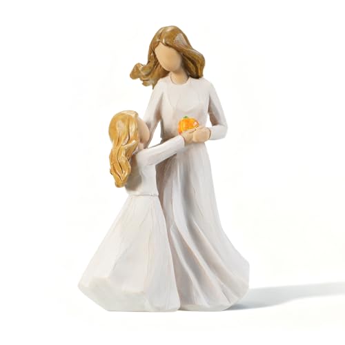 Mother Daughter Figurine, Mom and Child Resin Statue, Sentimental Family Love Sculpture, Tabletop Home Decor, Mother's Day Decor - color: Apple for Mom-daughter