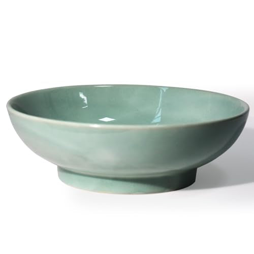 10" Decorative Bowl,Ceramic Fruit Bowl for Kitchen Counter,Coffee Table, Dining Room,Table Centerpiece Bowel,Entryway Key Holder & Jewelry Organizer (Jade green) - color: Jade green