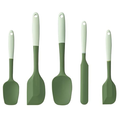 Silicone Spatula Set,5 Piece Food Grade Rubber Spatulas,Double-Green | Spatulas Silicone Heat Resistant for Baking,Cooking,and Mixing High Heat Resistant Non Stick Dishwasher Safe BPA-Free - color: Double Green