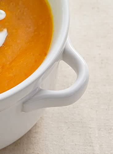 LE TAUCI Soup Bowls With Handles 28 oz, French Onion Soup Bowl for Chili, Beef Stew, Cereal, Ceramic Soup Crocks oven Safe, Microwave Dishwasher Safe - 5.5 inch, Set of 4, White - color: White