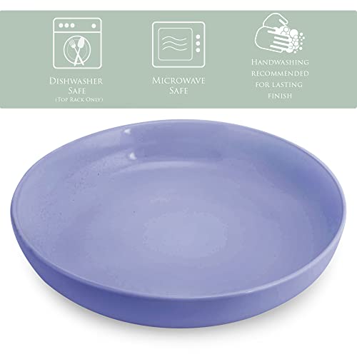 Elanze Designs Bistro Glossy Ceramic 8.5 inch Shallow Pasta Dinner Bowls Set of 4 - Perfect for Everyday uses from Italian Style Pasta to Caesar Salad, and Ramen to Pho, Violet Purple - color: Violet Purple, style: 8.5 inch Dinner