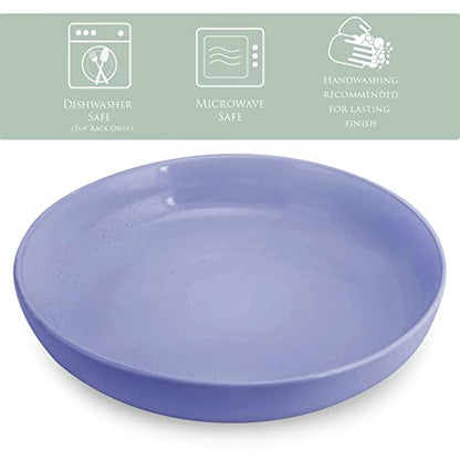 Elanze Designs Bistro Glossy Ceramic 8.5 inch Shallow Pasta Dinner Bowls Set of 4 - Perfect for Everyday uses from Italian Style Pasta to Caesar Salad, and Ramen to Pho, Violet Purple - color: Violet Purple, style: 8.5 inch Dinner