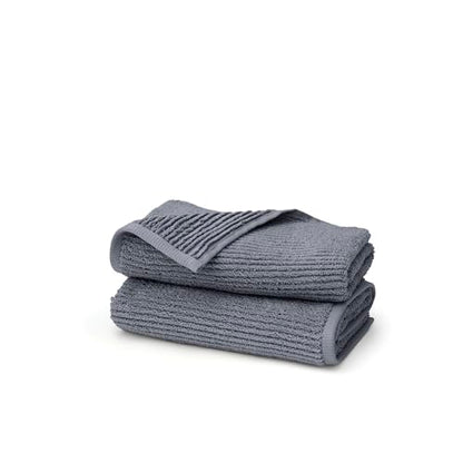 BOLL & BRANCH Turkish Ribbed Hand Towel Set, Mineral | Set of 2 - 100% Organic Turkish Cotton - Soft Absorbent Quick Dry Luxury Spa Hand Towels, Textured Rib Weave - color: Mineral, style: Turkish Ribbed