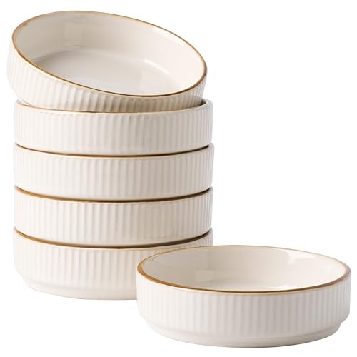 famiware Ceramic Soy Sauce Dish, 4oz Dipping Bowls Set of 6, White | Individual Dip Sauce Cups/Dishes/Plates, Small Serving Bowls for Side Dishes, Condiments, Sushi, Appetizers, Reactive Glaze - color: White, size: 6pcs