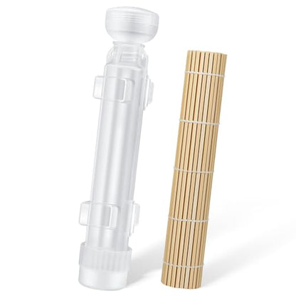 Sushi Making Kit, Upgraded 11.8 Inches Sushi Roller, Sushi Rolling Mat Sushi Maker Sushi Kit, Sushi Bazooka Easy Made Sushi - color: Translucent White