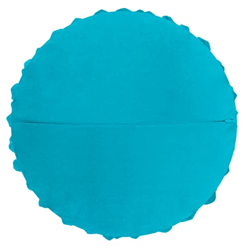 JWH 3D Flowers Throw Pillow Cover Decorative Sunflower Shaped Accent Handmade Floral Pillowcase Round Cushion with Insert for Couch Bed Chair 12 Inch Blue Green