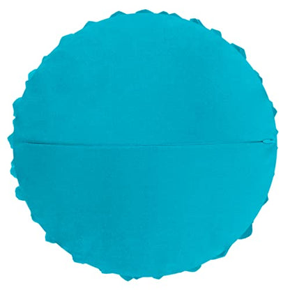 JWH 3D Flowers Throw Pillow Cover Decorative Sunflower Shaped Accent Handmade Floral Pillowcase Round Cushion with Insert for Couch Bed Chair 12 Inch Blue Green