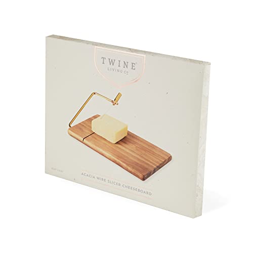 Twine Acacia Cheese Board with Slicer, Cutting cheese Board with Wire Slicer, Wood Cheese Cutting Board, Measures 10" x 7.5" - style: Cheese Board With Slicer
