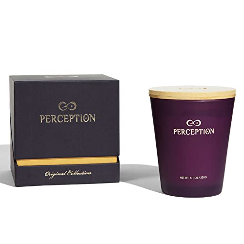 PERCEPTION AROMAS Luxury Scented Candle | Lavender Vanilla | Hand Poured Soy Wax Candle with Gift Box | Elegant Fragrances | 50 Hour Burn Time (8.1 oz) - color: Lavender Vanilla