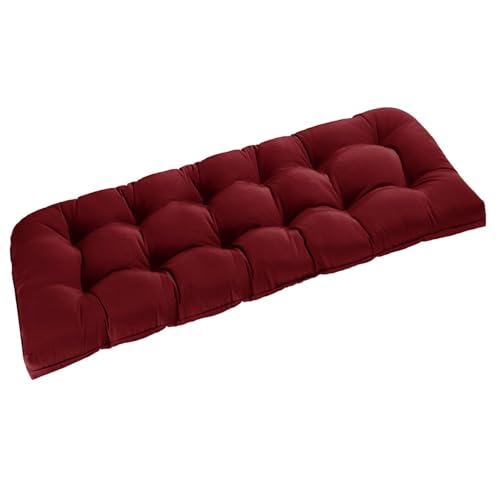 downluxe Outdoor Bench Cushion for Patio Furniture, Water Resistant Tufted Overstuffed Porch Swing Cushions, Thick Outdoor Loveseat Cushions, 59" x 18" x 5", Burgundy, Set of 1 - color: Burgundy, size: 59x18x5 Inch