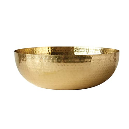 Creative Co-Op Round Hammered Metal Bowl, Gold Finish, 14" - color: Gold Finish